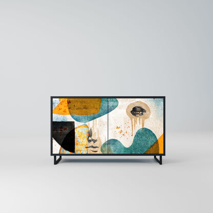 ABSTRACT FACES 2-Door Sideboard in Black Finish