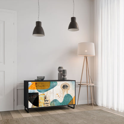 ABSTRACT FACES 2-Door Sideboard in Black Finish