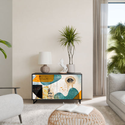 ABSTRACT FACES 2-Door Sideboard in Black Finish