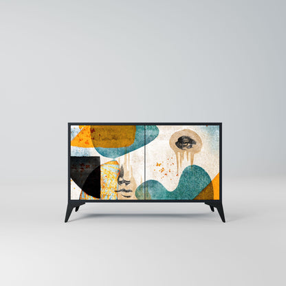 ABSTRACT FACES 2-Door Sideboard in Black Finish