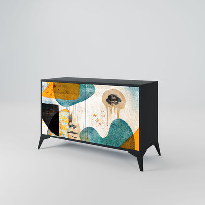 ABSTRACT FACES 2-Door Sideboard in Black Finish