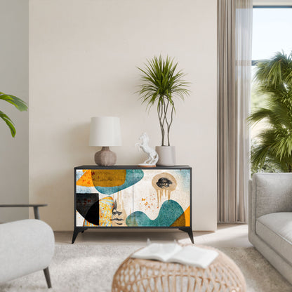 ABSTRACT FACES 2-Door Sideboard in Black Finish
