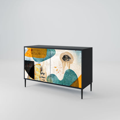 ABSTRACT FACES 2-Door Sideboard in Black Finish