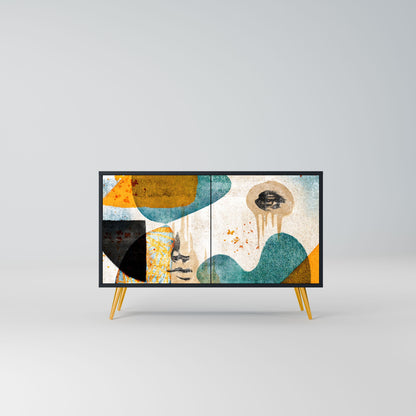 ABSTRACT FACES 2-Door Sideboard in Black Finish