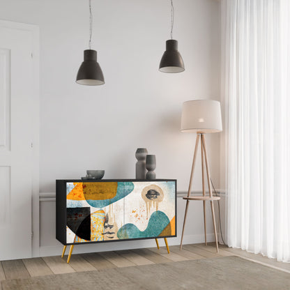 ABSTRACT FACES 2-Door Sideboard in Black Finish