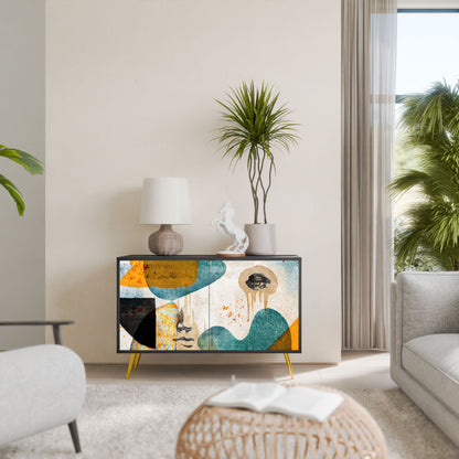 ABSTRACT FACES 2-Door Sideboard in Black Finish