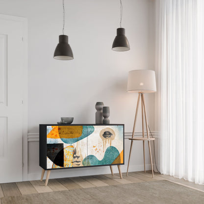 ABSTRACT FACES 2-Door Sideboard in Black Finish