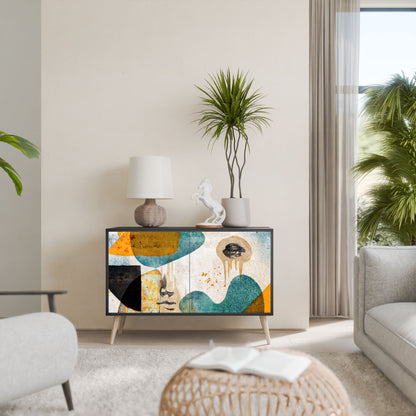 ABSTRACT FACES 2-Door Sideboard in Black Finish