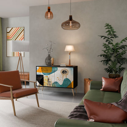 ABSTRACT FACES 2-Door Sideboard in Black Finish