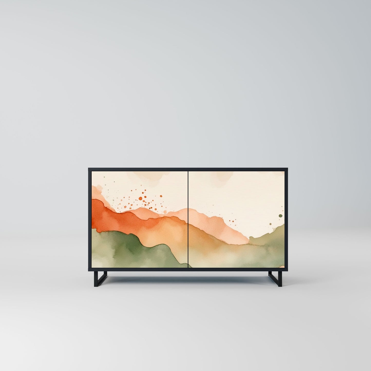 WATERCOLOUR PEAKS 2-Door Sideboard in Black Finish