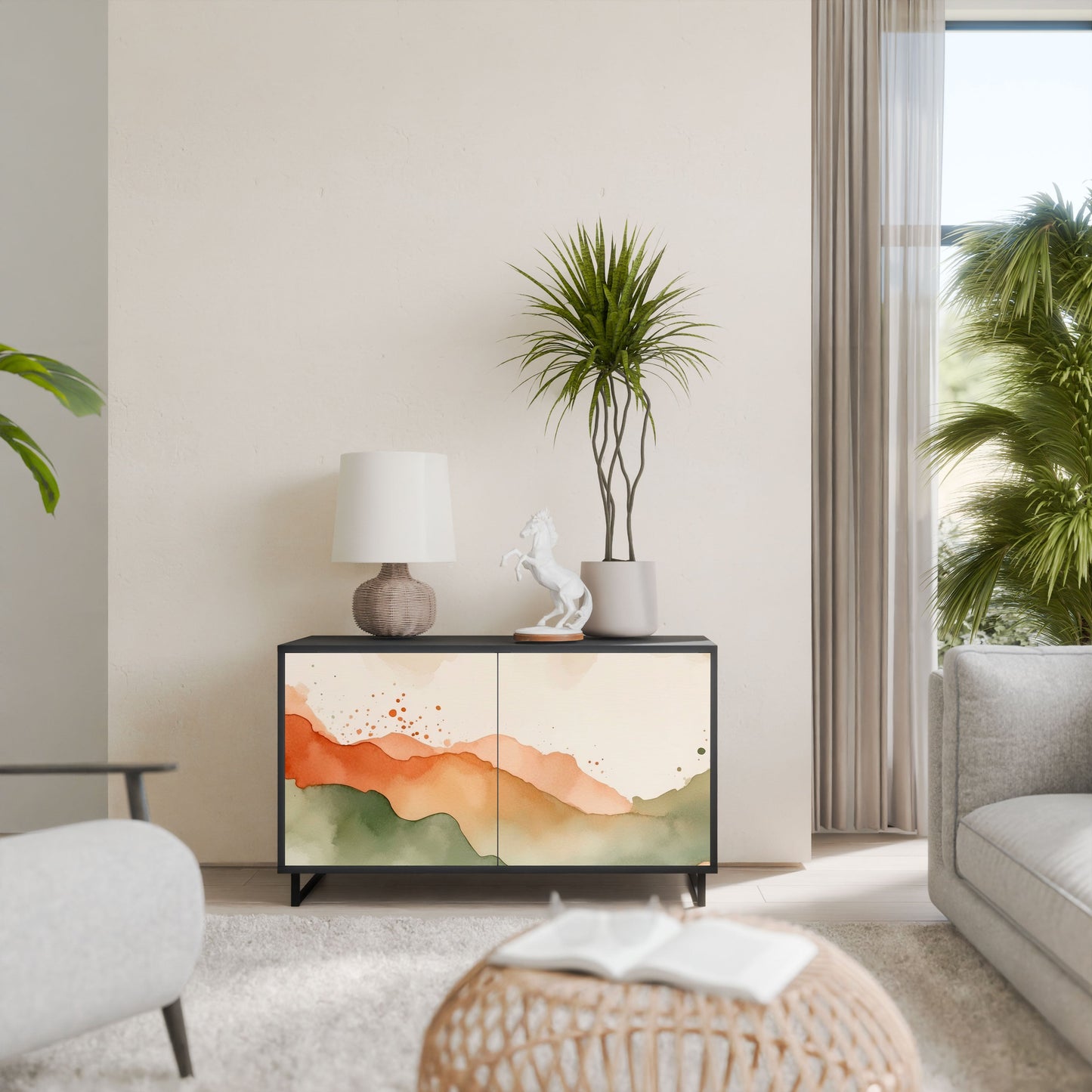 WATERCOLOUR PEAKS 2-Door Sideboard in Black Finish