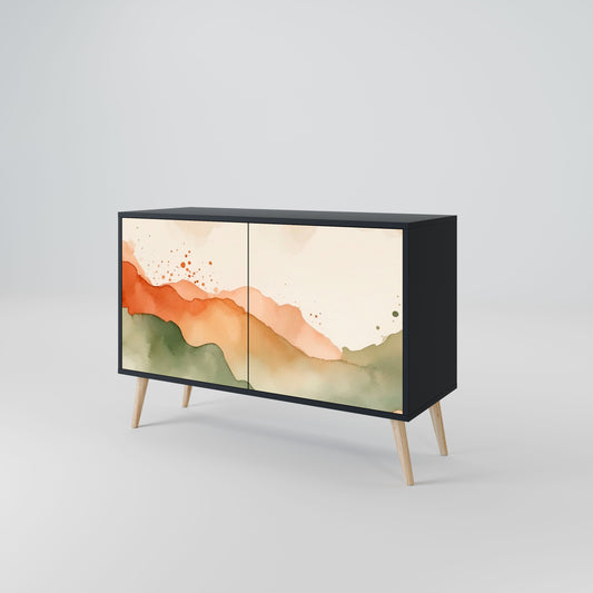 WATERCOLOUR PEAKS 2-Door Sideboard in Black Finish