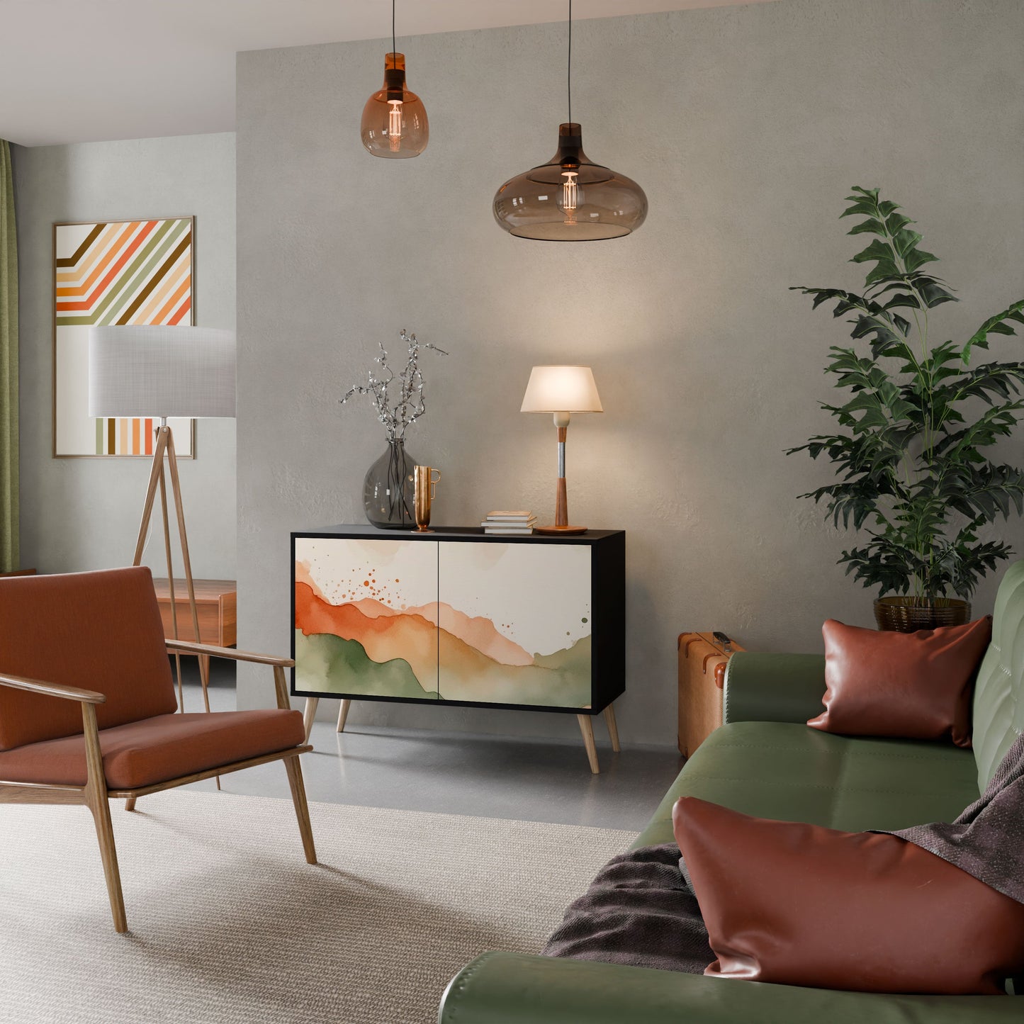 WATERCOLOUR PEAKS 2-Door Sideboard in Black Finish