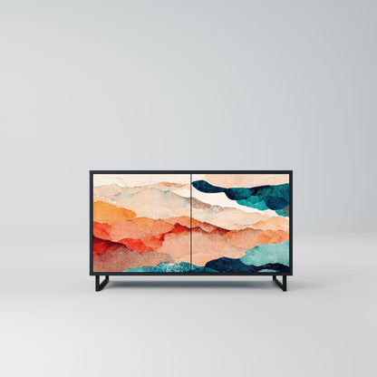 ABSTRACT LANDSCAPE 2-Door Sideboard in Black Finish