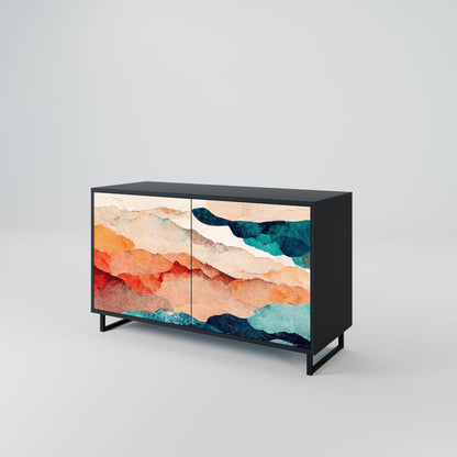 ABSTRACT LANDSCAPE 2-Door Sideboard in Black Finish