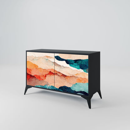 ABSTRACT LANDSCAPE 2-Door Sideboard in Black Finish