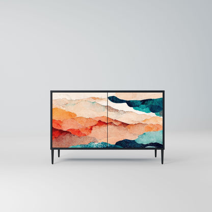 ABSTRACT LANDSCAPE 2-Door Sideboard in Black Finish
