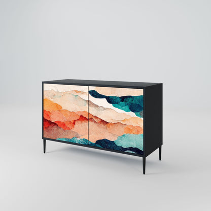 ABSTRACT LANDSCAPE 2-Door Sideboard in Black Finish
