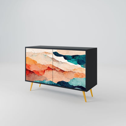 ABSTRACT LANDSCAPE 2-Door Sideboard in Black Finish