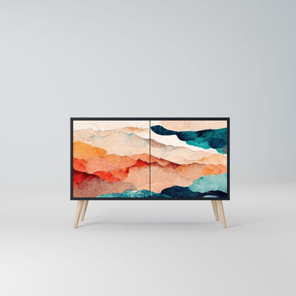 ABSTRACT LANDSCAPE 2-Door Sideboard in Black Finish