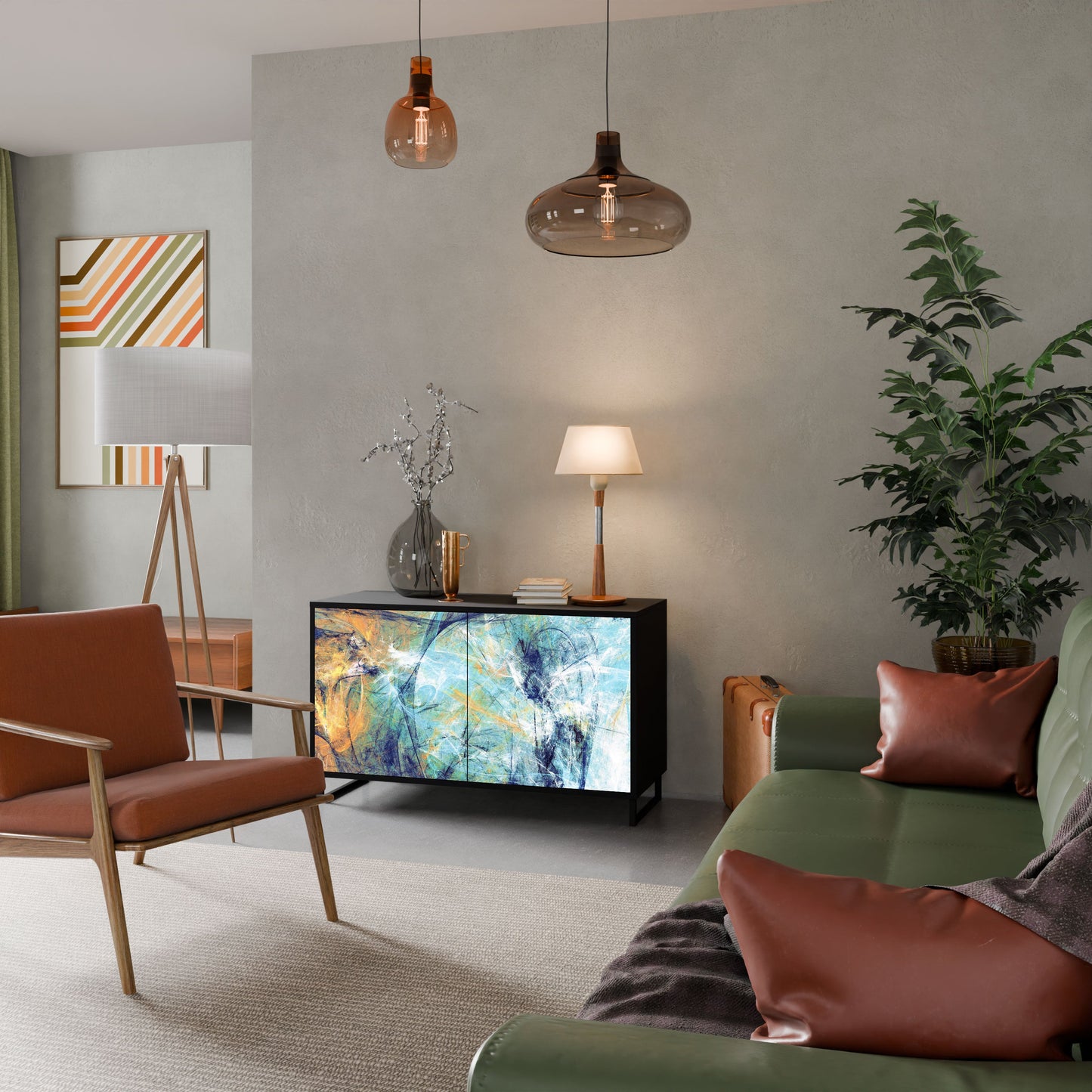 ABSTRACT THOUGHTS 2-Door Sideboard in Black Finish