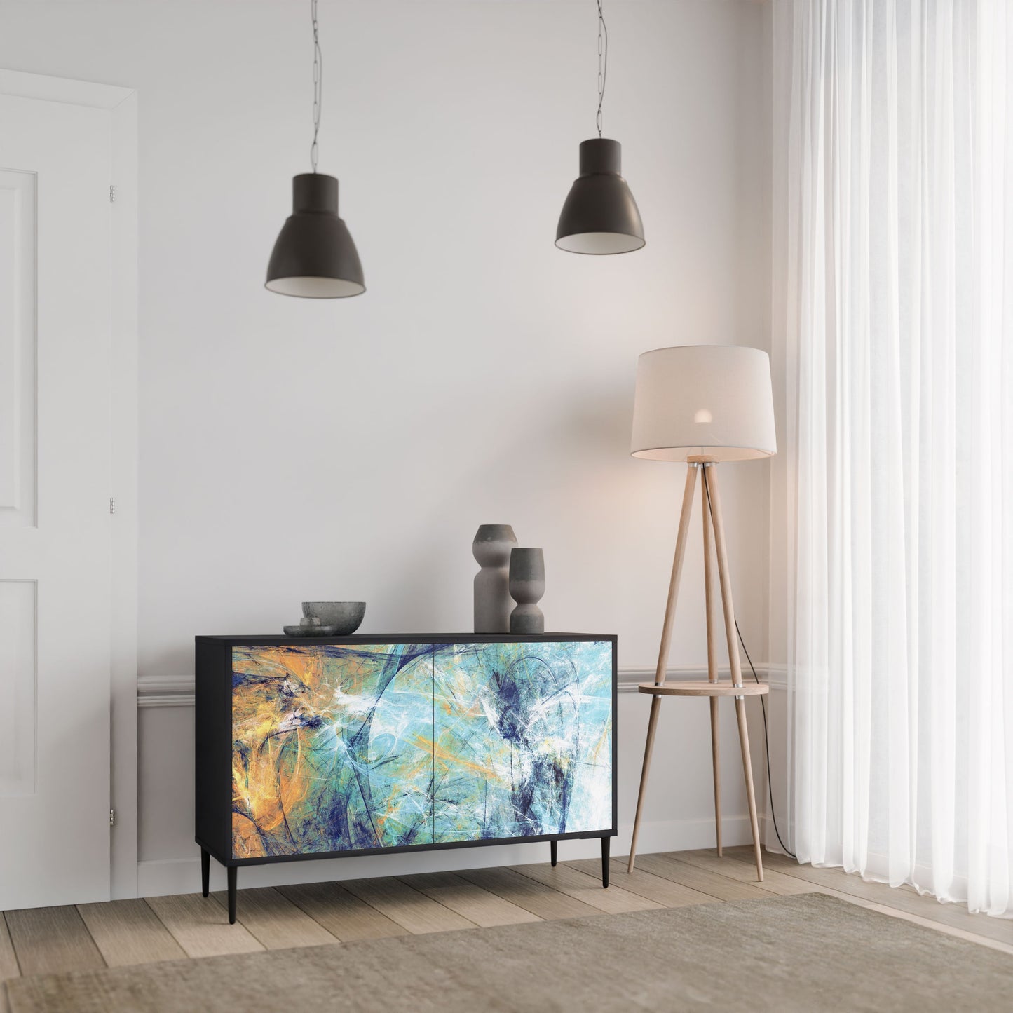 ABSTRACT THOUGHTS 2-Door Sideboard in Black Finish