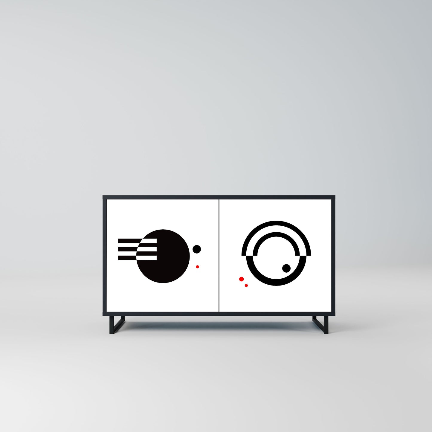 BLACK AND WHITE COMBINATION Madia a 2 Ante in Finitura Nera