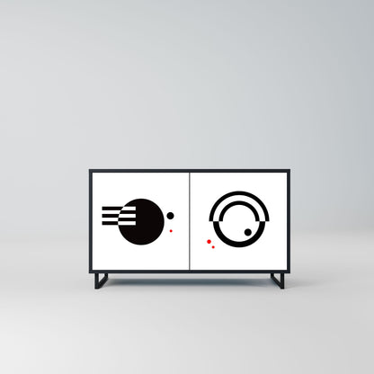 BLACK AND WHITE COMBINATION Madia a 2 Ante in Finitura Nera