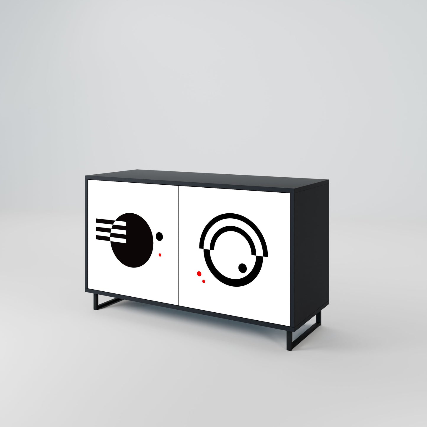 BLACK AND WHITE COMBINATION Madia a 2 Ante in Finitura Nera