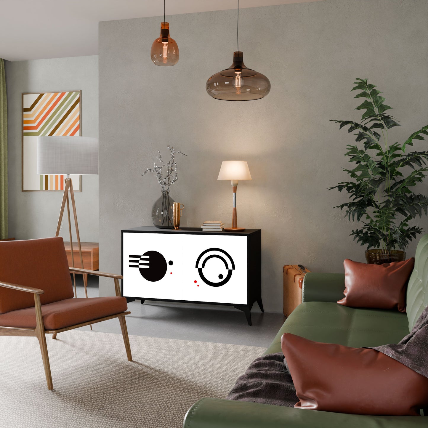 BLACK AND WHITE COMBINATION Madia a 2 Ante in Finitura Nera