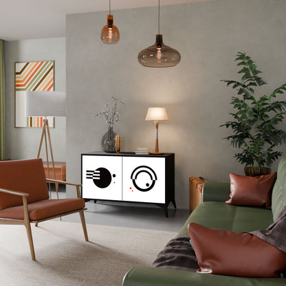 BLACK AND WHITE COMBINATION Madia a 2 Ante in Finitura Nera