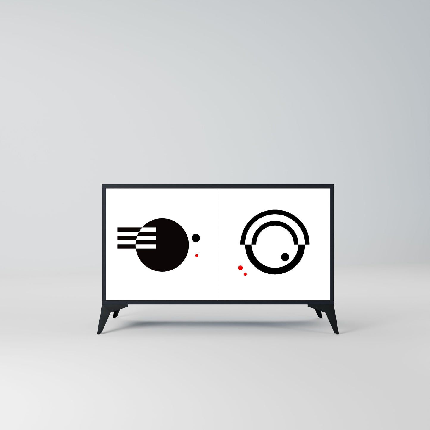 BLACK AND WHITE COMBINATION Madia a 2 Ante in Finitura Nera