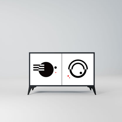 BLACK AND WHITE COMBINATION Madia a 2 Ante in Finitura Nera