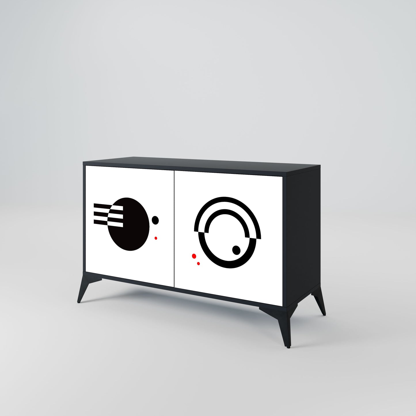 BLACK AND WHITE COMBINATION Madia a 2 Ante in Finitura Nera