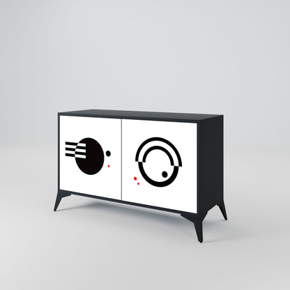 BLACK AND WHITE COMBINATION Madia a 2 Ante in Finitura Nera