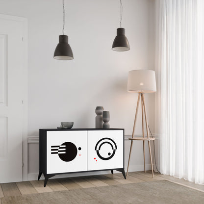 BLACK AND WHITE COMBINATION Madia a 2 Ante in Finitura Nera