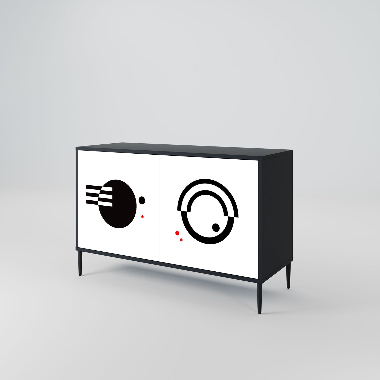 BLACK AND WHITE COMBINATION Madia a 2 Ante in Finitura Nera