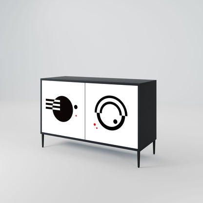 BLACK AND WHITE COMBINATION Madia a 2 Ante in Finitura Nera