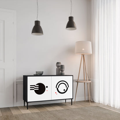 BLACK AND WHITE COMBINATION Madia a 2 Ante in Finitura Nera