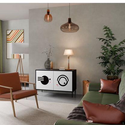 BLACK AND WHITE COMBINATION Madia a 2 Ante in Finitura Nera