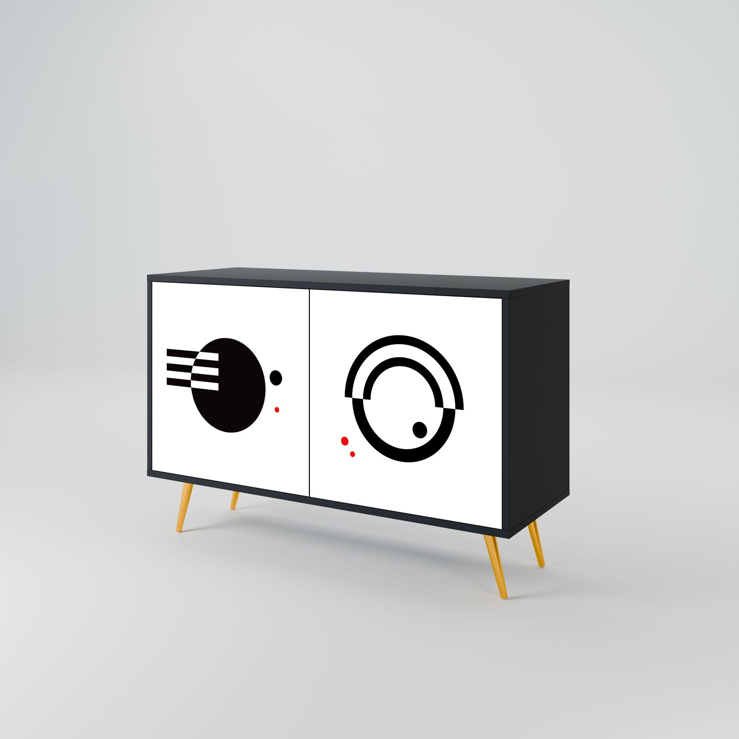 BLACK AND WHITE COMBINATION Madia a 2 Ante in Finitura Nera