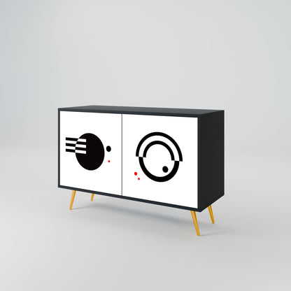 BLACK AND WHITE COMBINATION Madia a 2 Ante in Finitura Nera