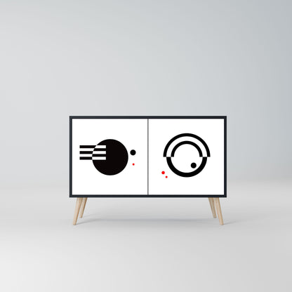 BLACK AND WHITE COMBINATION Madia a 2 Ante in Finitura Nera