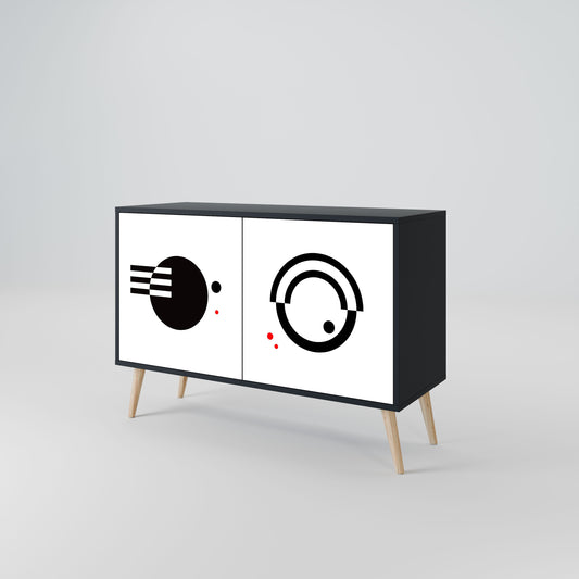 BLACK AND WHITE COMBINATION Madia a 2 Ante in Finitura Nera