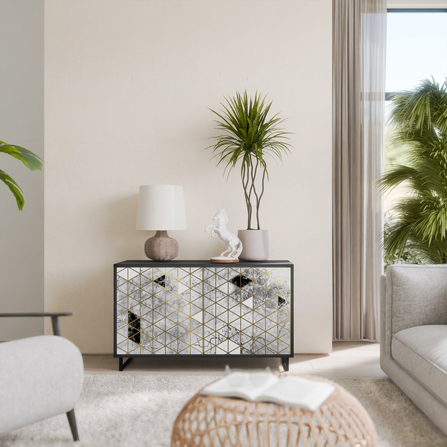 ASHEN ARIA Madia a 2 Ante in Finitura Nera