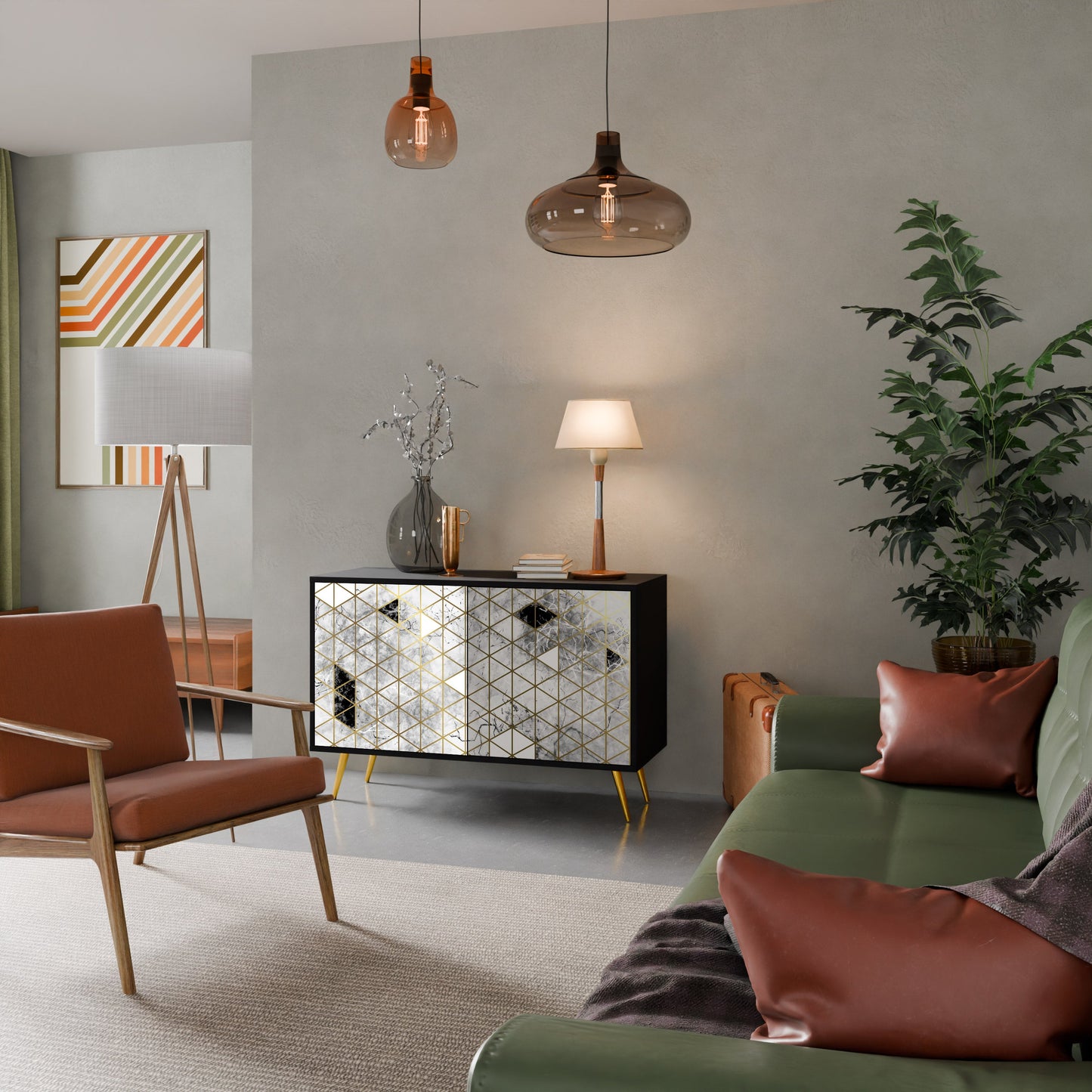 ASHEN ARIA Madia a 2 Ante in Finitura Nera