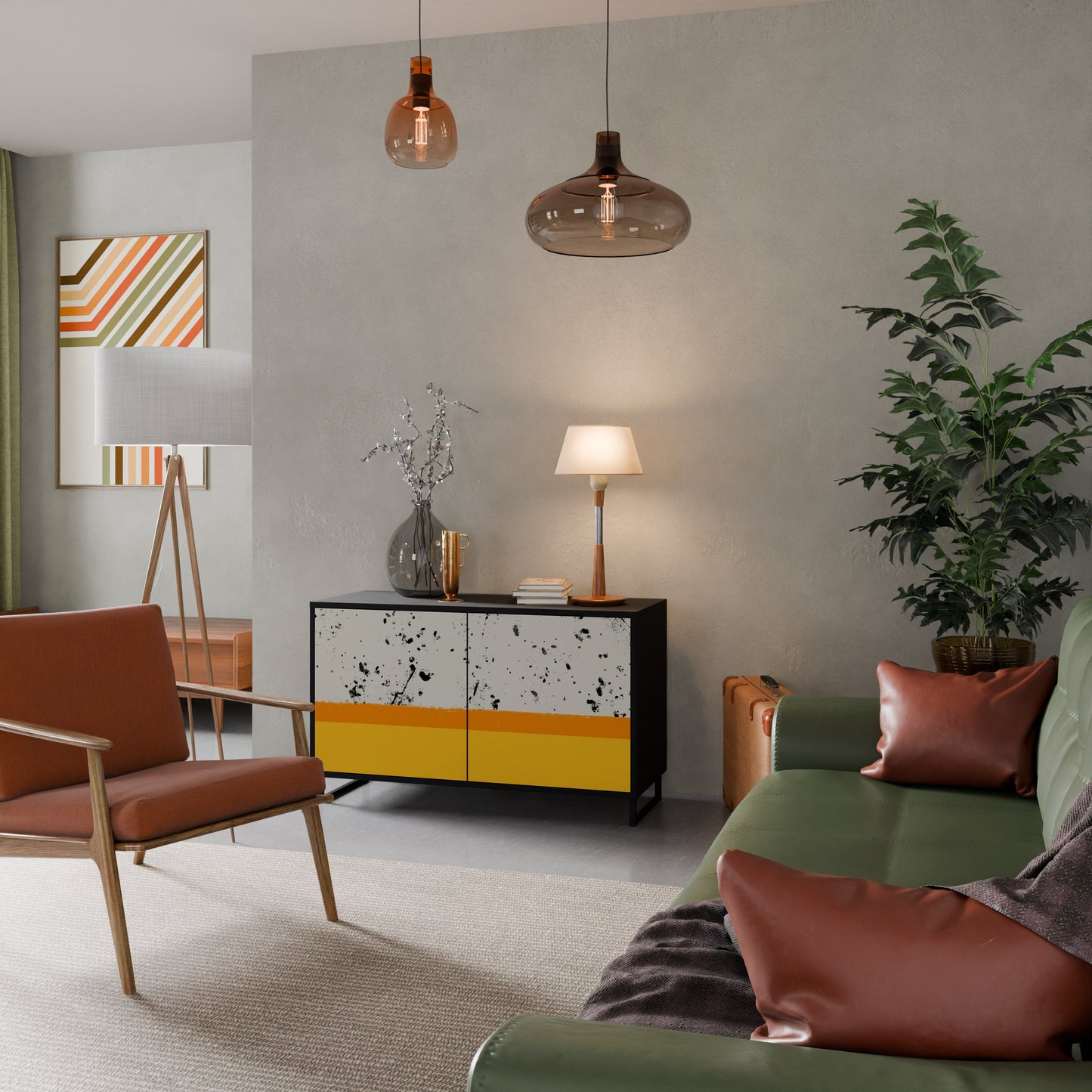 DYED BY ORANGE Madia a 2 Ante in Finitura Nera