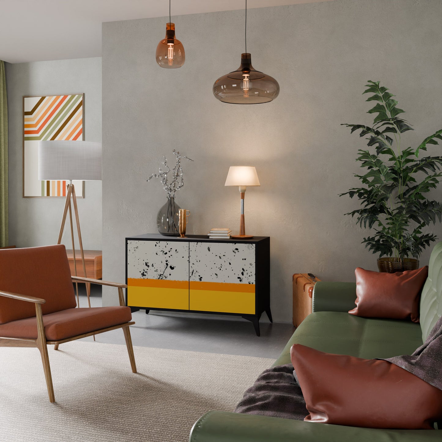 DYED BY ORANGE Madia a 2 Ante in Finitura Nera