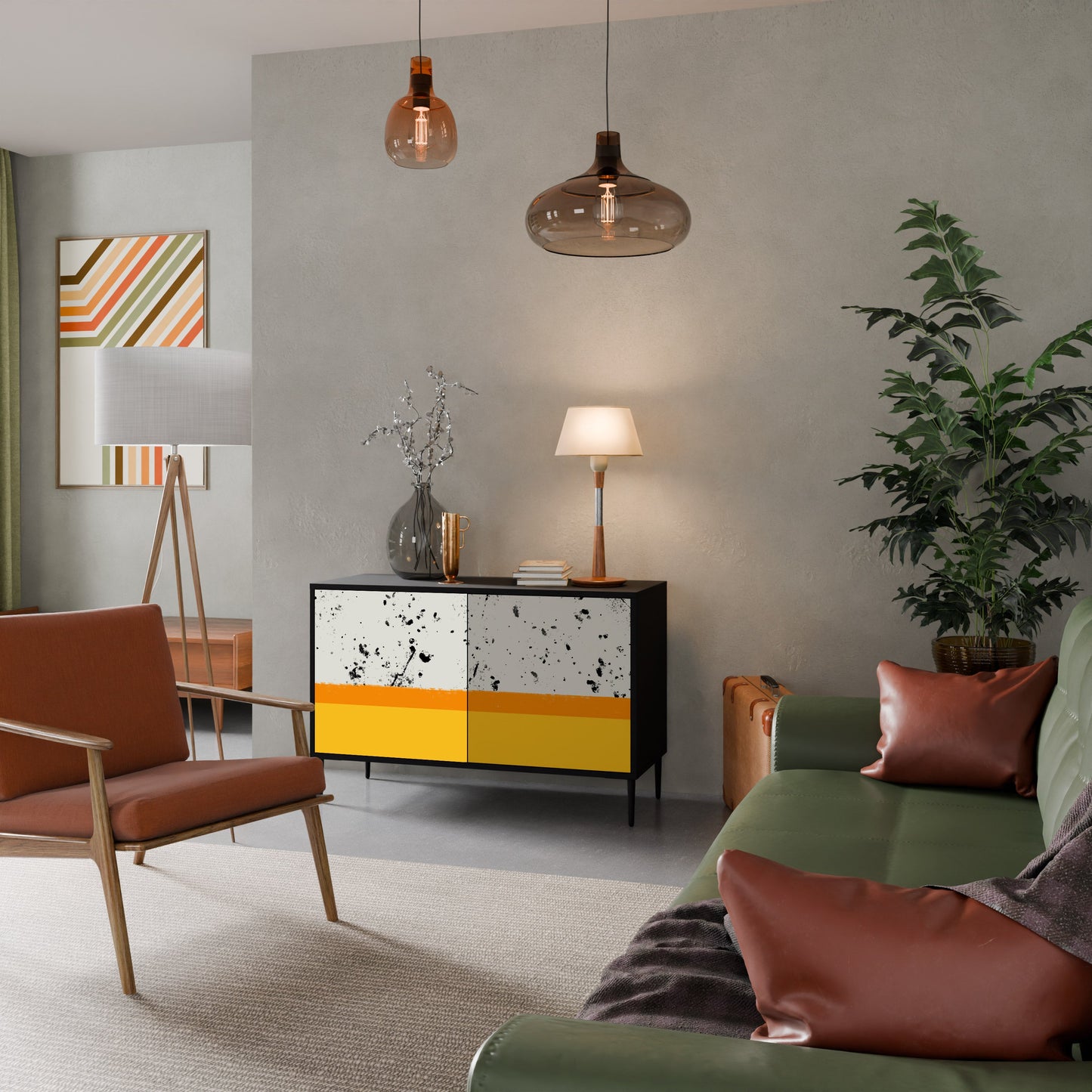 DYED BY ORANGE Madia a 2 Ante in Finitura Nera