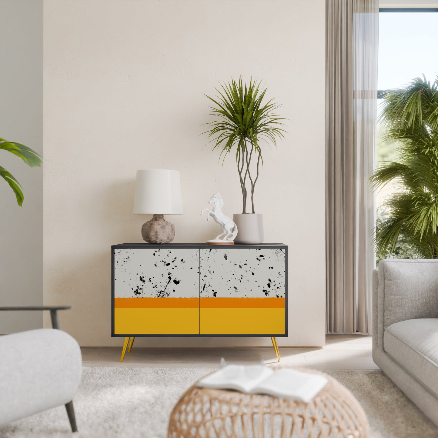 DYED BY ORANGE Madia a 2 Ante in Finitura Nera